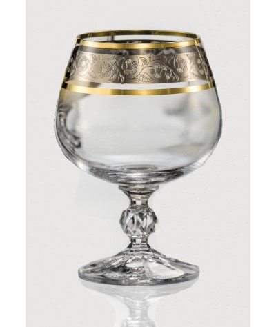 TAURĖS BRENDŽIUI 250 ML 6 VNT. CLAUDIA PAAUKSUOTOS SU GRAVIRUOTAIS RAŠTAIS IR PLATINA