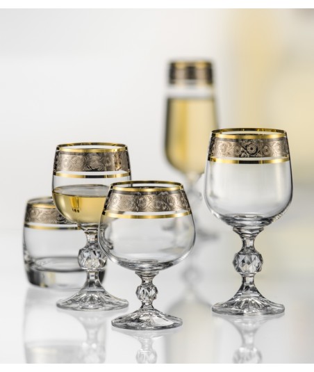 TAURĖS BRENDŽIUI 250 ML 6 VNT. CLAUDIA PAAUKSUOTOS SU GRAVIRUOTAIS RAŠTAIS IR PLATINA