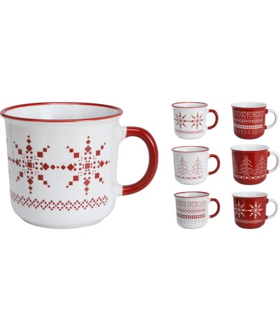 Puodelis 285ml  raudona/balta