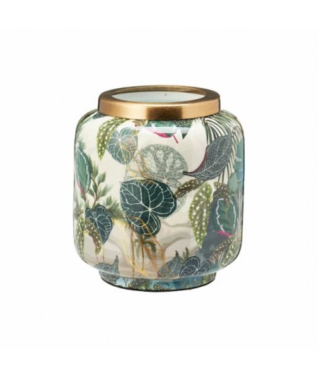 Vaza metalinė 15,5cm, lapų...